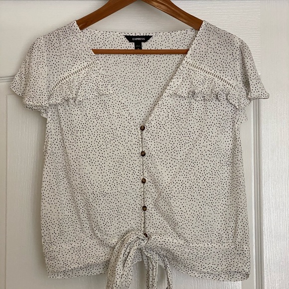Express white blouse with small black dots - Picture 1 of 3